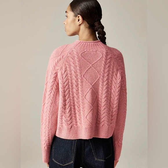 J.Crew‎ Cable-knit Rollneck Wool Blend Sweater Supersoft Yarn Dusty Rose Pink L - Picture 3 of 16